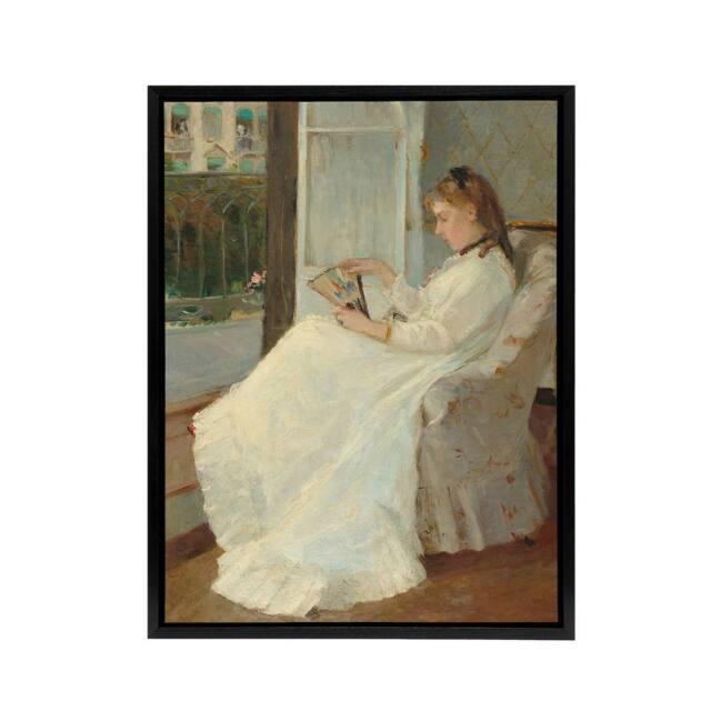 "Artery8 Portrait of Sister at a Window Morisot Black Framed Canvas Art Print - Size: W12"" x H16""" - image 1