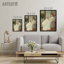 "Artery8 Portrait of Sister at a Window Morisot Black Framed Canvas Art Print - Size: W12"" x H16""" - thumbnail 4