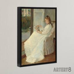 "Artery8 Portrait of Sister at a Window Morisot Black Framed Canvas Art Print - Size: W12"" x H16""" - thumbnail 2