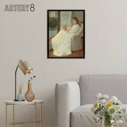 "Artery8 Portrait of Sister at a Window Morisot Black Framed Canvas Art Print - Size: W12"" x H16""" - thumbnail 3