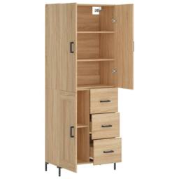 Berkfield Home Highboard Sonoma Oak 69.5x34x180 cm Engineered Wood in Natural - thumbnail 4