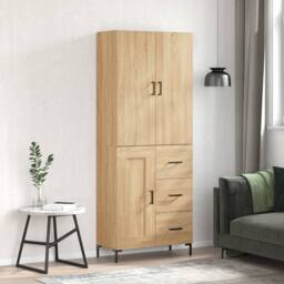 Berkfield Home Highboard Sonoma Oak 69.5x34x180 cm Engineered Wood in Natural - thumbnail 1