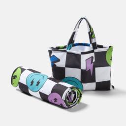 OHS Checkerboard Beach Towel with Bag Quick Dry Absorbent Travel Spa - thumbnail 4