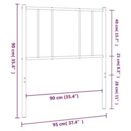 Berkfield Home Metal Headboard Black 90 cm - thumbnail 7