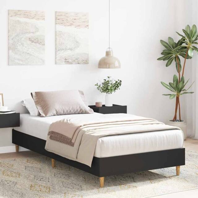 Berkfield Home Durable Bed Frame No Mattress Black 90x190 cm Single Engineered Wood - image 1