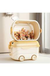 Living and Home Toy Storage Box Trolley With Lid and Wheels in Yellow - thumbnail 4