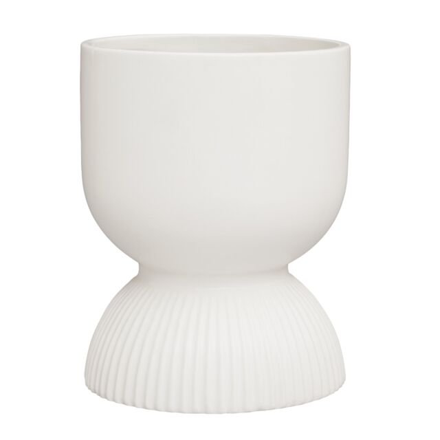 Orsina Lightweight Planter, Durable Ceramic Construction Outdoor Pot, Cylindrical Design Flower Planter in White - image 1