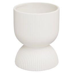 Orsina Lightweight Planter, Durable Ceramic Construction Outdoor Pot, Cylindrical Design Flower Planter in White - thumbnail 2
