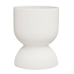 Orsina Lightweight Planter, Durable Ceramic Construction Outdoor Pot, Cylindrical Design Flower Planter in White