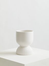 Orsina Lightweight Planter, Durable Ceramic Construction Outdoor Pot, Cylindrical Design Flower Planter in White - thumbnail 3