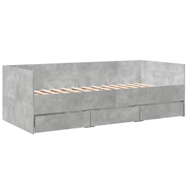 Berkfield Home Versatile Daybed with Drawers without Mattress Concrete Grey 100x - image 1