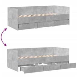 Berkfield Home Versatile Daybed with Drawers without Mattress Concrete Grey 100x - thumbnail 8