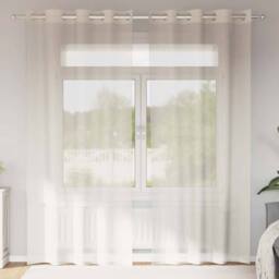 Berkfield Home Voile Curtains with Grommets 2 pcs Cream 140x225 cm - thumbnail 2