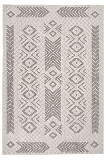 Kukoon Beige Aztec Tribal Textured Looped Pile Living Area Rug in Cream - Size: 160 cm x 230 cm - image 1