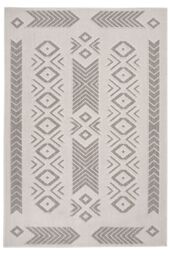 Kukoon Beige Aztec Tribal Textured Looped Pile Living Area Rug in Cream - Size: 160 cm x 230 cm - thumbnail 1