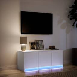 Berkfield Home TV Cabinet with LED White 97x34x40 cm Engineered Wood - Size: 97 x 34 x 40 cm - thumbnail 5
