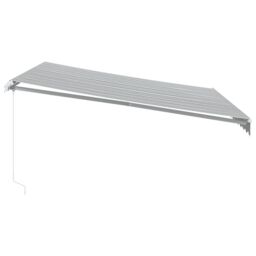 Berkfield Home Manual Retractable Awning with LED Anthracite&White 400x300 cm in Black - thumbnail 5
