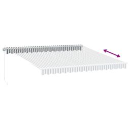 Berkfield Home Manual Retractable Awning with LED Anthracite&White 400x300 cm in Black - thumbnail 6