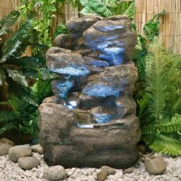Primrose Rock Cascade Water Feature 4 Tier Fountain Waterfall Stone Effect 54cm