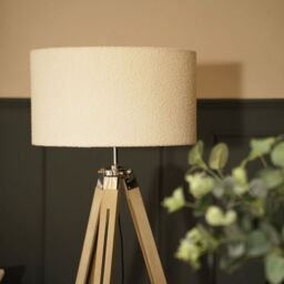 ValueLights Clipper Light Wood Tripod Floor Lamp Light with Boucle Shade in Cream - Size: 18 inches - thumbnail 3