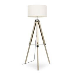 ValueLights Clipper Light Wood Tripod Floor Lamp Light with Boucle Shade in Cream - Size: 18 inches - thumbnail 2