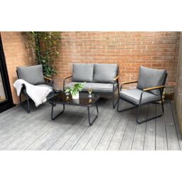 Outdoor Living Kendal modern 4 Piece Garden Conversation Set in Black - thumbnail 4
