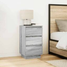 Berkfield Home Bedside Cabinet with LED Lights¬†Grey Sonoma 38x34x65 cm - Size: 38 x 34 x 65 cm - thumbnail 4