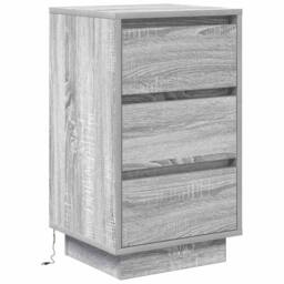 Berkfield Home Bedside Cabinet with LED Lights¬†Grey Sonoma 38x34x65 cm - Size: 38 x 34 x 65 cm - thumbnail 3
