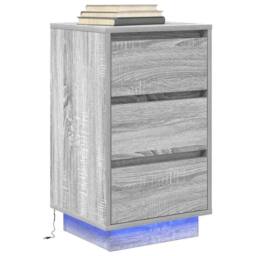 Berkfield Home Bedside Cabinet with LED Lights¬†Grey Sonoma 38x34x65 cm - Size: 38 x 34 x 65 cm - thumbnail 5