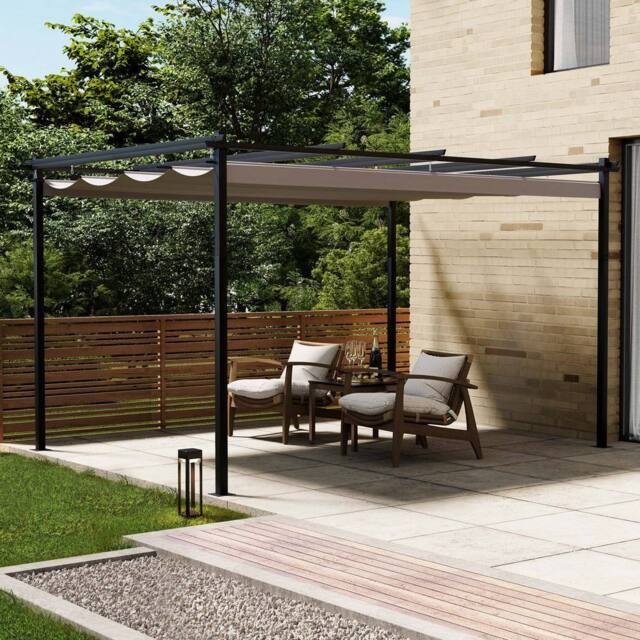 VonHaus Garden Weatherproof Retractable Roof Pergola 4 x 3 x 2.2m in Grey - image 1