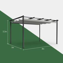 VonHaus Garden Weatherproof Retractable Roof Pergola 4 x 3 x 2.2m in Grey - thumbnail 7