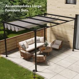 VonHaus Garden Weatherproof Retractable Roof Pergola 4 x 3 x 2.2m in Grey - thumbnail 2