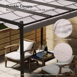 VonHaus Garden Weatherproof Retractable Roof Pergola 4 x 3 x 2.2m in Grey - thumbnail 3
