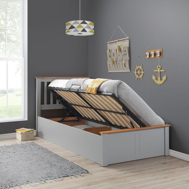 Bedmaster Francis Wooden Ottoman Bed & Super Ortho Orthopaedic Mattress in Grey - Size: Single - image 1
