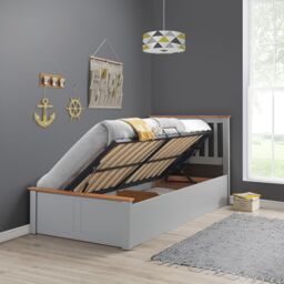Bedmaster Francis Wooden Ottoman Bed & Super Ortho Orthopaedic Mattress in Grey - Size: Single - thumbnail 2