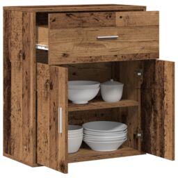 Berkfield Home Sideboard with Drawer with Shelf with Storage with Door Old wood 60 x 31 x 70 cm Engineered wood in Brown - thumbnail 3