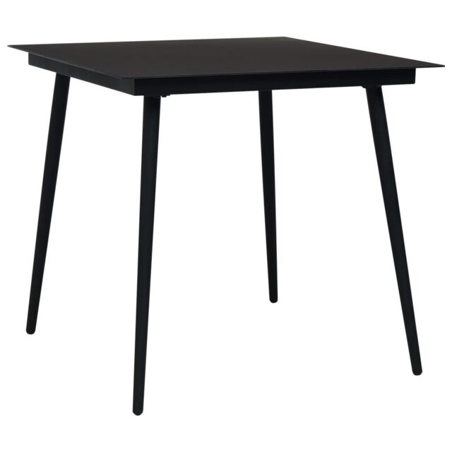 Berkfield Home Garden Dining Table Black 80x80x74 cm Steel & Glass - Size: 80 x 80 x 74 cm - image 1