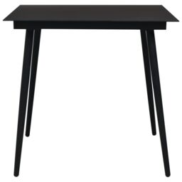 Berkfield Home Garden Dining Table Black 80x80x74 cm Steel & Glass - Size: 80 x 80 x 74 cm - thumbnail 2