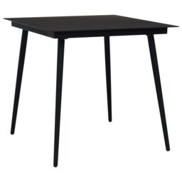 Berkfield Home Garden Dining Table Black 80x80x74 cm Steel & Glass - Size: 80 x 80 x 74 cm - thumbnail 1
