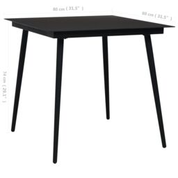 Berkfield Home Garden Dining Table Black 80x80x74 cm Steel & Glass - Size: 80 x 80 x 74 cm - thumbnail 4