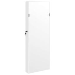 Berkfield Home Mirror Jewellery Cabinet with LED Lights Wall Mounted White - thumbnail 6