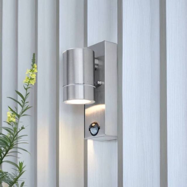 EONLION Stainless Steel Down GU10 Motion Sensor IP44 Outdoor Wall Light Porch in Silver - image 1