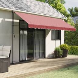 Berkfield Home Replacement Fabric for Awning Valance Burgundy Stripe 4 m in Red - thumbnail 1