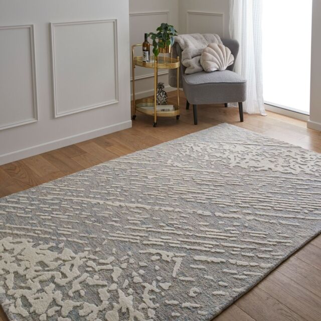 The Rug Shop UK Blue Wool Modern Abstract Easy To Clean Cotton Backing Area Rug - Size: 200 cm x 280 cm - image 1