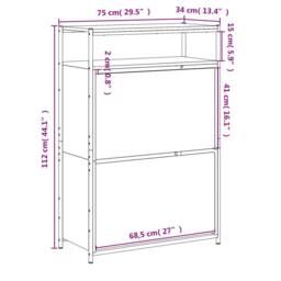 Berkfield Home Shoe Cabinet Grey Sonoma 75x34x112 Engineered Wood - thumbnail 9
