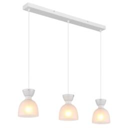 Netlighting Massey Bar Pendant Ceiling Light White Matt Opal Glass Shade 3x E14 - thumbnail 1