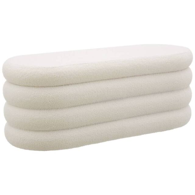 tectake Bench Altu - With Velvet Or Bouclé Cover, Padded, Hallway Storage in Cream - image 1