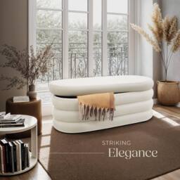 tectake Bench Altu - With Velvet Or Bouclé Cover, Padded, Hallway Storage in Cream - thumbnail 7