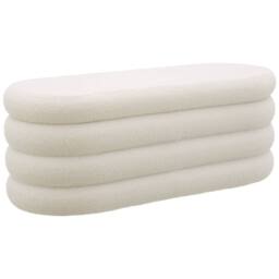 tectake Bench Altu - With Velvet Or Bouclé Cover, Padded, Hallway Storage in Cream - thumbnail 1