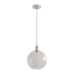 ValueLights Bellamy Smoked Glass Globe Brushed Chrome Single Ceiling Pendant Light with Bulb in Grey - thumbnail 2